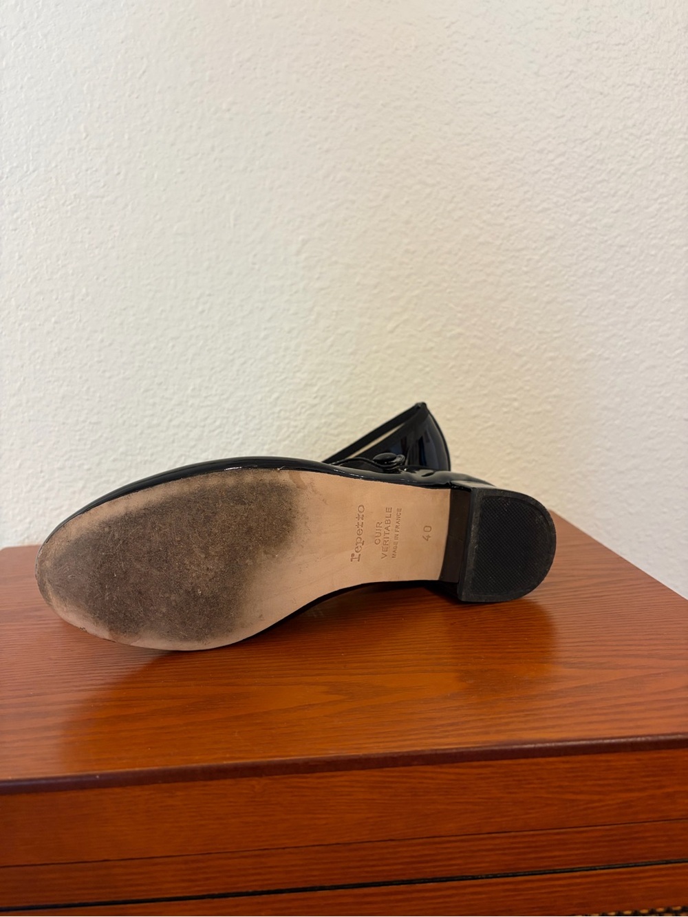 Repetto Paris size 40/9 Black Patent Mary Jane Block Heel Shoes - Picture 5 of 12